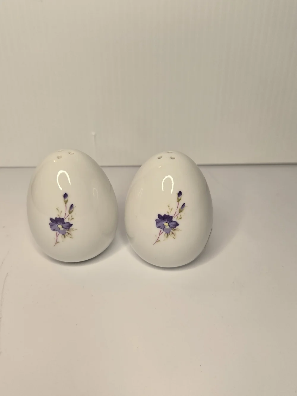 Porcelain Violet Floral Salt and Pepper Shaker Set